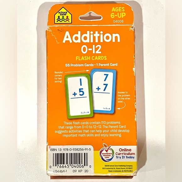 Addition 0-12 Flash Cards - Picture 2 of 2
